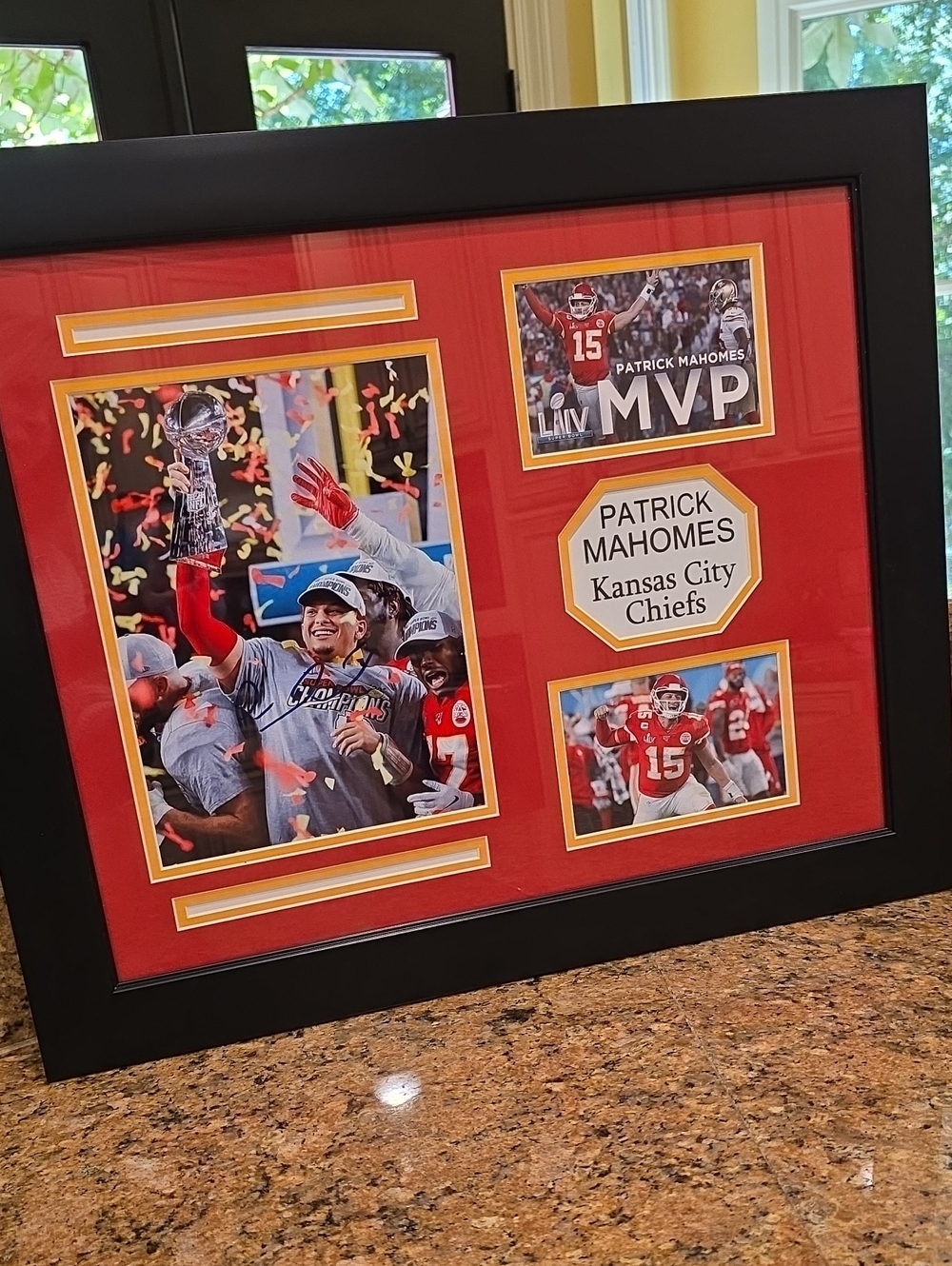 Authenticated Signed Patrick Mahomes Super Bowl LIV Trophy - Framed